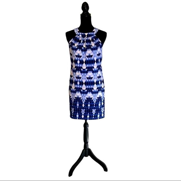 Vince Camuto Blue and White Geometric Dress - Picture 5 of 13